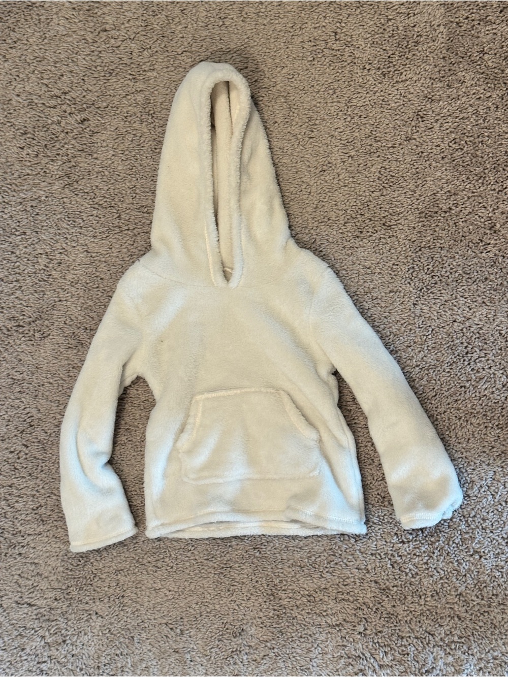 Girls Cream Fleece Hoodie - Soft Hooded Pullover